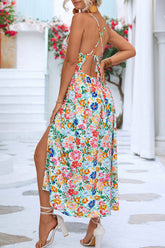 Vestido midi con tirantes y estampado floral
